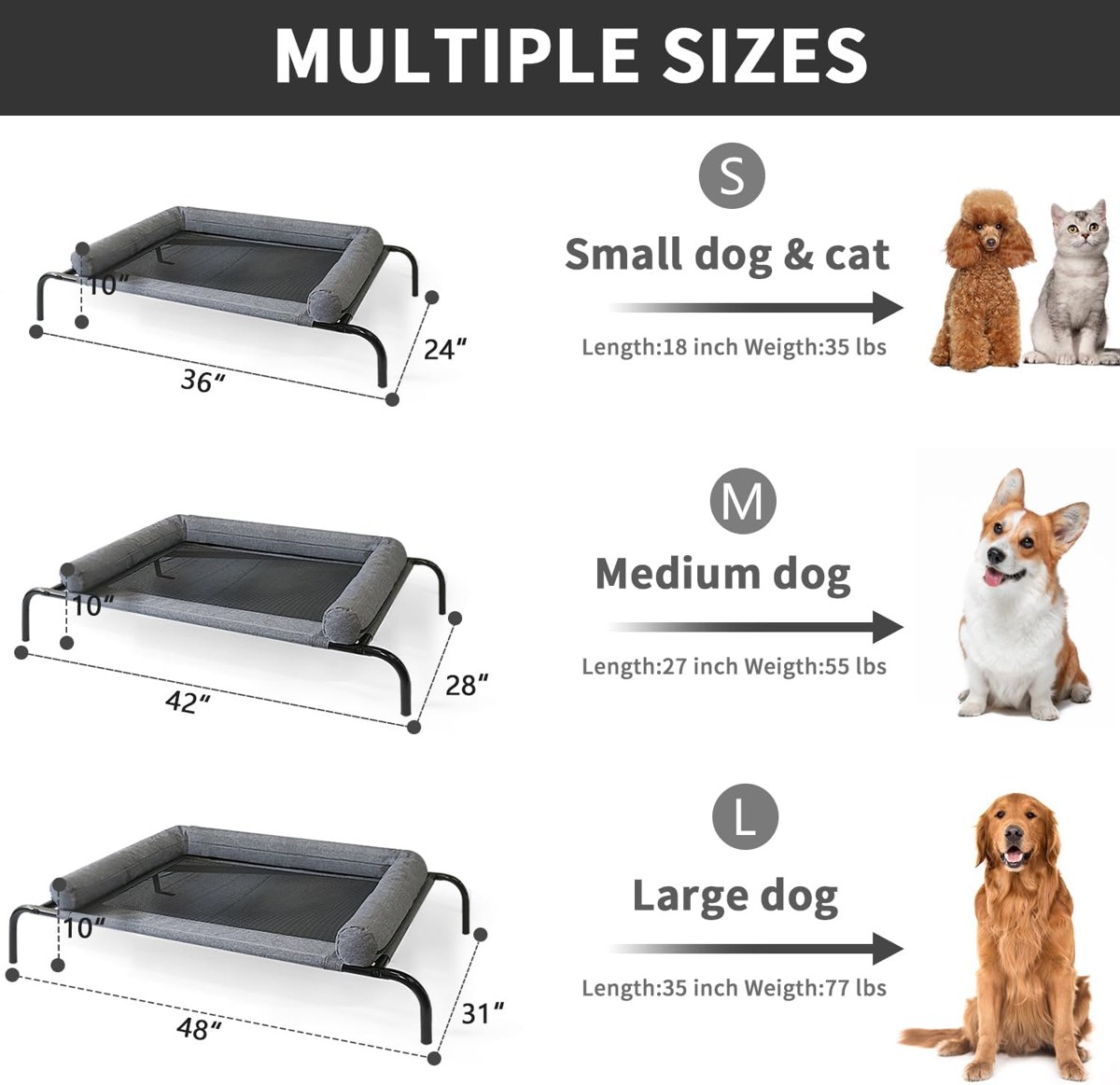 PETIME Raised Bolster Dog Bed photo 3