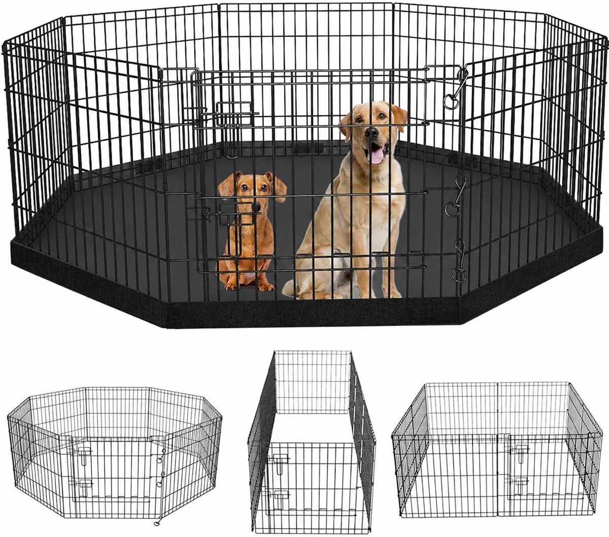PETIME Foldable Metal Dog Playpen, 8 Panels × 24" Wide