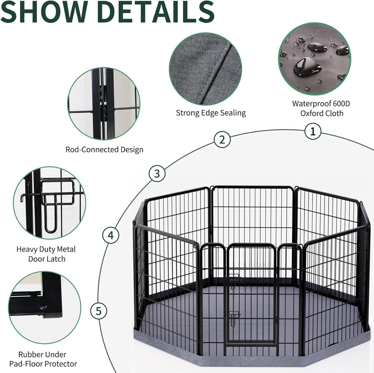 PETIME Heavy-Duty Octagon Playpen