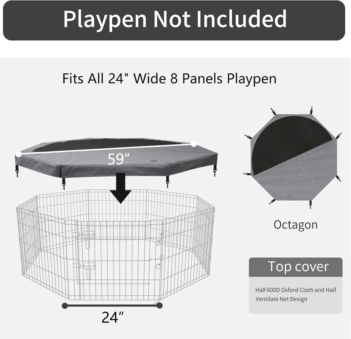 PETIME Playpen Mesh Roof